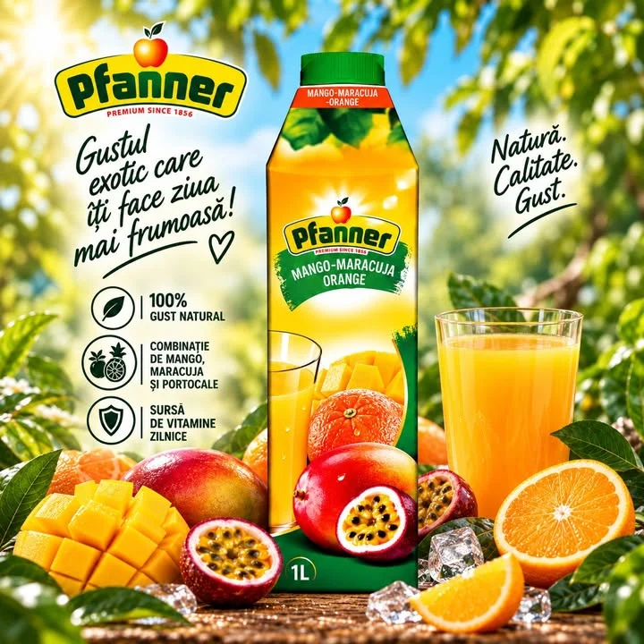 Pfanner Mango-Maracuja-Orange aduce împreună dulceața fructului de mango, nota intensă de…